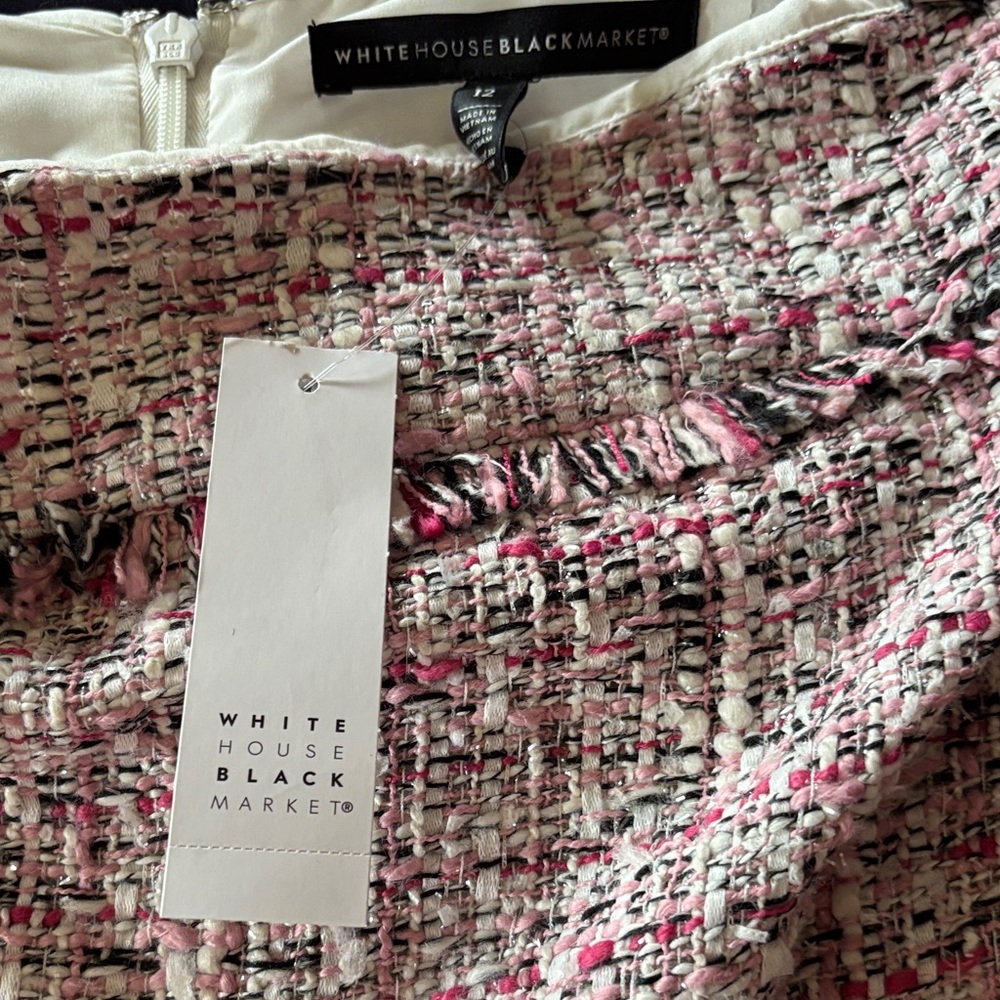 White House Black Market Tweed Skirt - Pink, White, Black